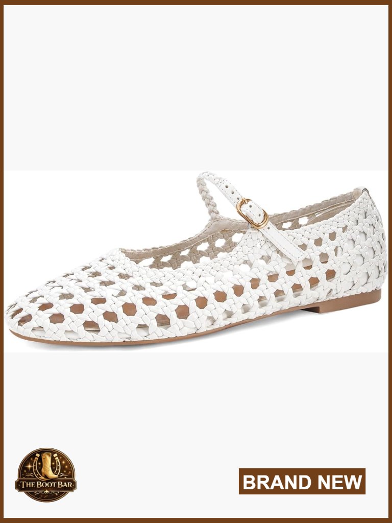 Woven Mesh Ballet Flats Round Toe Mary Jane Flats Buckle Strap Comfortable